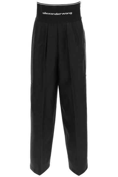 Shop Alexander Wang Carrot Trousers With Logo In Black (black)