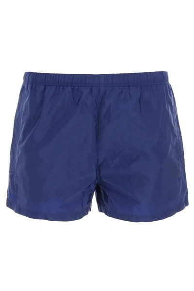 Shop Prada Re-nylon Swim Trunks In Inchiostro (blue)