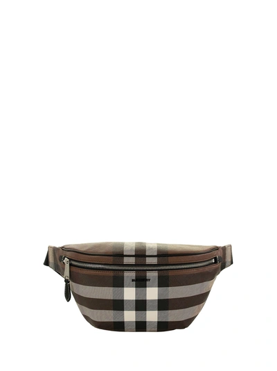 Shop Burberry Cason - Check E-canvas Bum Bag In Dark Birch Brown