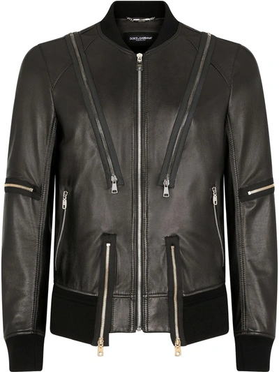 Shop Dolce & Gabbana Multi-zip Bomber Jacket In Black