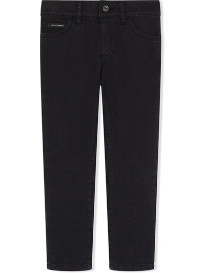 Dolce & Gabbana Painted Stripe Skinny Jeans In Blue