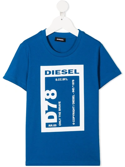 Shop Diesel Logo Print T-shirt In Blue