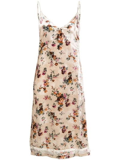 Shop R13 Velvet-effect Floral-print Short Dress In Multicolour