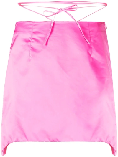 Shop Helmut Lang Self-tie Waist Satin Mini Skirt In Pink