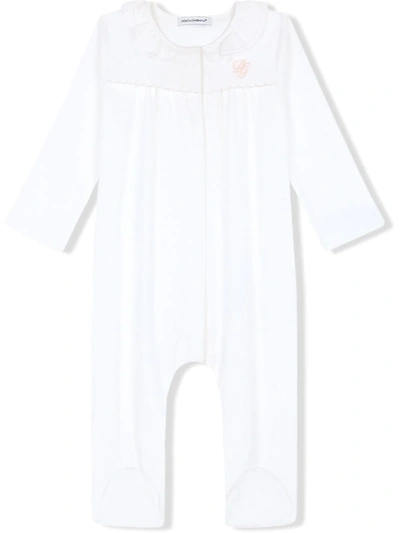 Shop Dolce & Gabbana Dg-embroidered Jersey And Poplin Pajamas In White