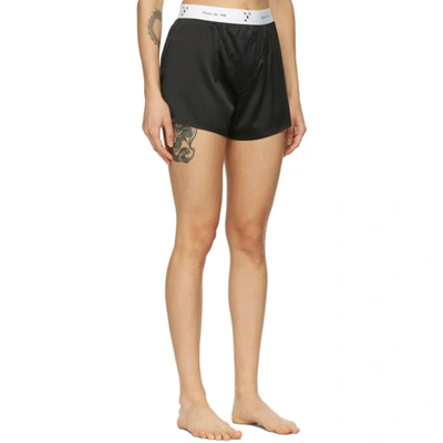 Shop Fleur Du Mal Black Silk Boxer Shorts In 0100 Black