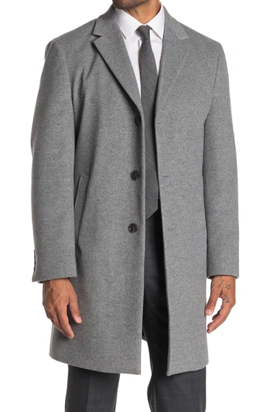 Shop Tommy Hilfiger Button Front Overcoat In Light Grey