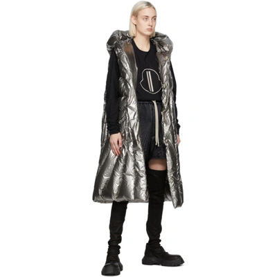 RICK OWENS 银色 MONCLER 联名 PORTERVILLE 无袖羽绒大衣