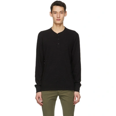 Shop Rag & Bone Black Classic Henley In Jet Black