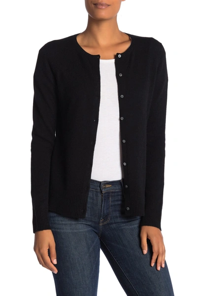 M Magaschoni Crew Neck Button Front Cashmere Cardigan In Black | ModeSens