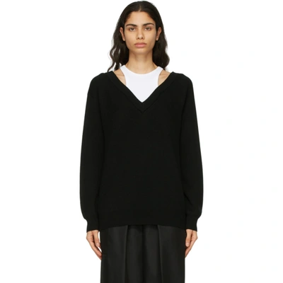 Shop Alexander Wang T Black Classic Bi-layer Sweater In Blk/wht 951