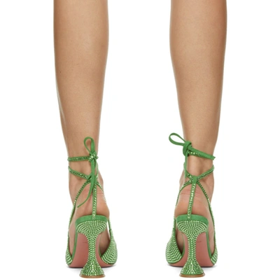 Shop Amina Muaddi Green Karma Pumps