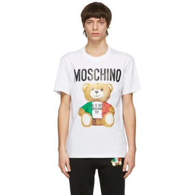 Shop Moschino White Toy Italian Teddy Bear T-shirt In V1001 White