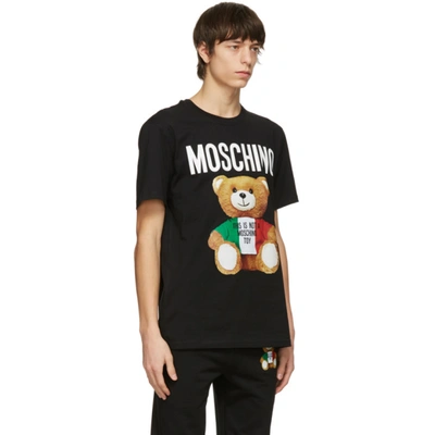 Shop Moschino Black Italian Teddy Bear T-shirt In V1555 Black