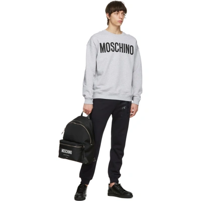 Shop Moschino Grey Cotton Logo Sweatshirt In A1485 Grey