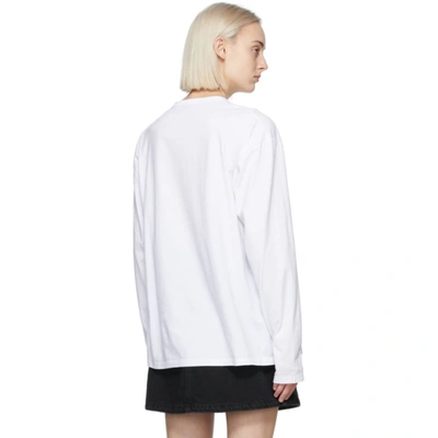Shop Maison Kitsuné White Fox Head Long Sleeve T-shirt