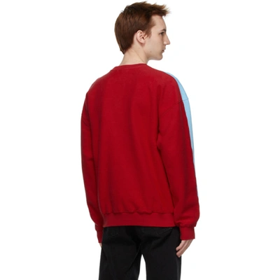 Shop Jw Anderson Blue & Red Contrast Paneled Logo Sweatshirt In Red/blue 45