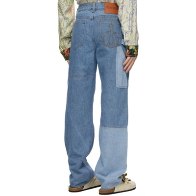 Shop Jw Anderson Blue Patchwork Workwear Jeans In Denimblu820