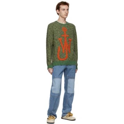 Shop Jw Anderson Green Textured Anchor Jumper In Fer 544