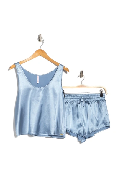 Cozy Rozy Satin Tank Shorts Pajama 2 piece Set In Steel ModeSens