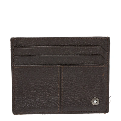Pre-owned Montblanc Dark Brown Leather Card Holder