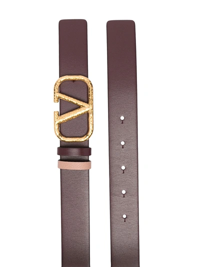 Shop Valentino Vlogo Leather Belt In Red