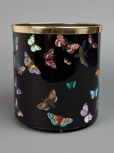 Shop Fornasetti Butterfly Print Wastepaper Basket In Black