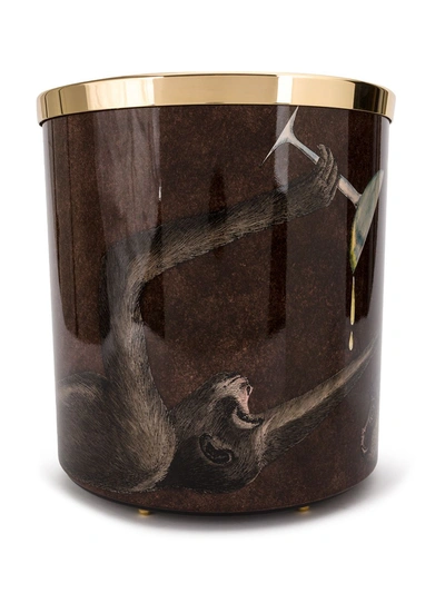 Shop Fornasetti Champagne Wastepaper Basket In Brown