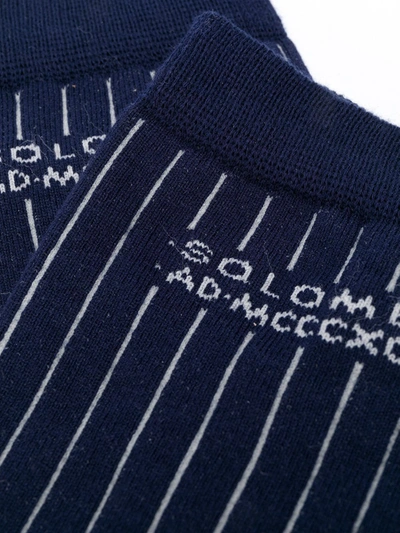 Brunello Cucinelli Striped Logo Socks In Blue