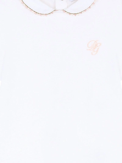 Shop Dolce & Gabbana Dg-embroidered Jersey Babygrow In White