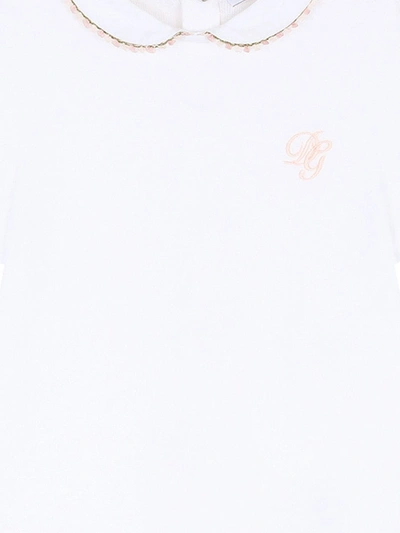 Dolce & Gabbana Long-sleeved Babygrow With Embroidered Collar In White