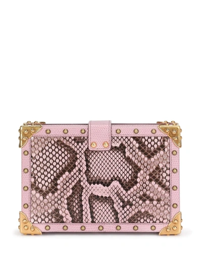 Shop Dolce & Gabbana My Heart Python Skin Crossbody Bag In Pink