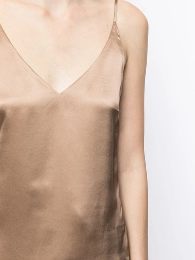 Shop L Agence Silk-satin Camisole In Brown