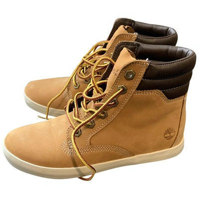 Pre-owned Timberland Leather Trainers In Camel