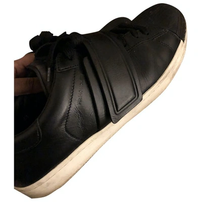 Pre-owned Moncler Leather Low Trainers In Black