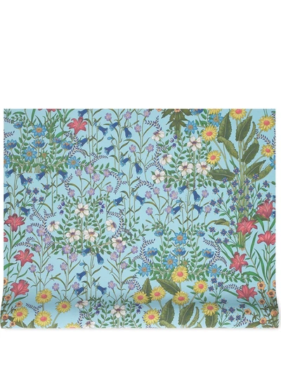 Shop Gucci Floral Printed Wallpaper In Blue