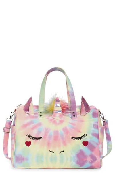 Kids' Unicorn Tie Die Faux-fur Trim Duffle Bag In Claire Unicorn