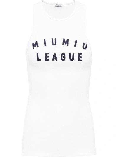 Shop Miu Miu League Sleeveless Top In White