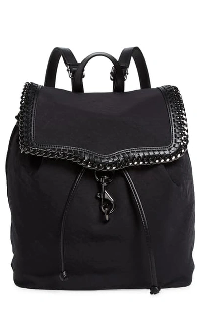 Shop Rebecca Minkoff Woven Chain Faux Suede Backpack In Black