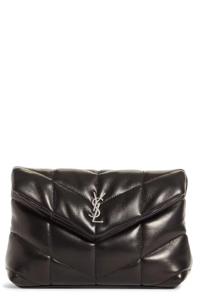 Shop Saint Laurent Small Lou Puffer Pouch In 1000 Nero