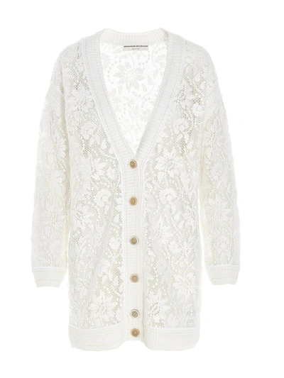 Shop Ermanno Scervino V-neck Lace Cardigan In White