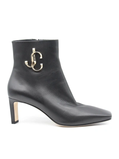 Shop Jimmy Choo Heeled Leather Ankle Boots In Black