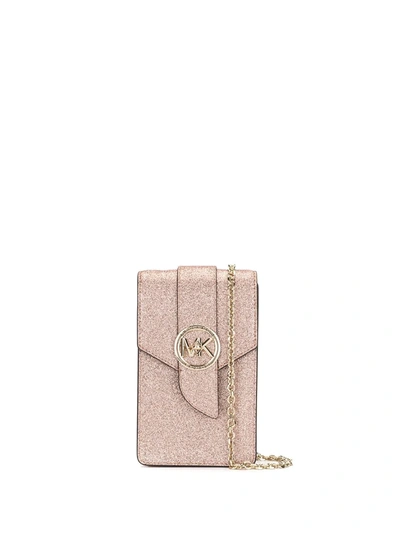 Shop Michael Michael Kors Glitter Detail Smartphone Crossbody Bag In Pink