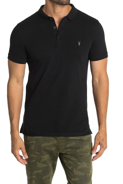 Shop Allsaints Form Short Sleeve Polo Shirt In Jet Black