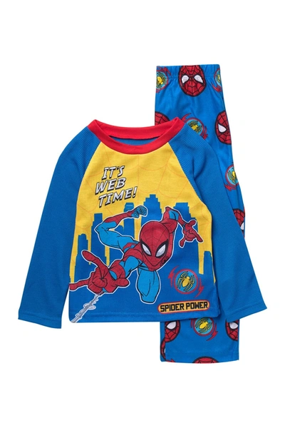 Shop Ame Marvel Spider-man Print Long Sleeve Top & Sleep Pants Pajama 2-piece Set In Assorted