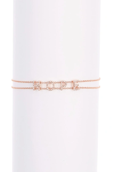 Shop Ef Collection 14k Rose Gold Pave Diamond 'hope' Charm Double Strand Bracelet