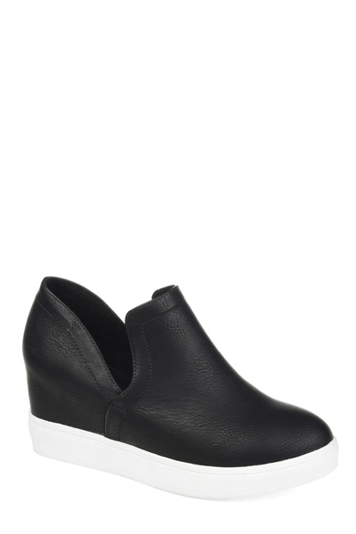 Journee Collection Women's Cardi Cut-out Platform Wedge Sneakers In Black