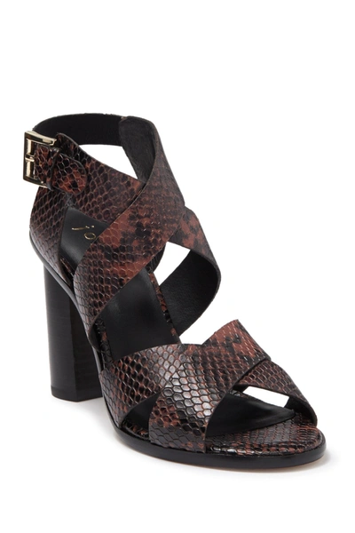 Shop Joie Avery Snake Embossed Leather Block Heel Sandal In Rosewood F