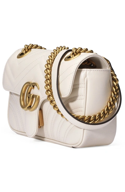 Shop Gucci Mini Gg 2.0 Matelasse Leather Shoulder Bag In Mystic White