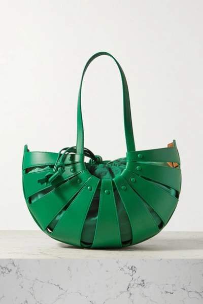 Shop Bottega Veneta The Shell Medium Leather Shoulder Bag In Green